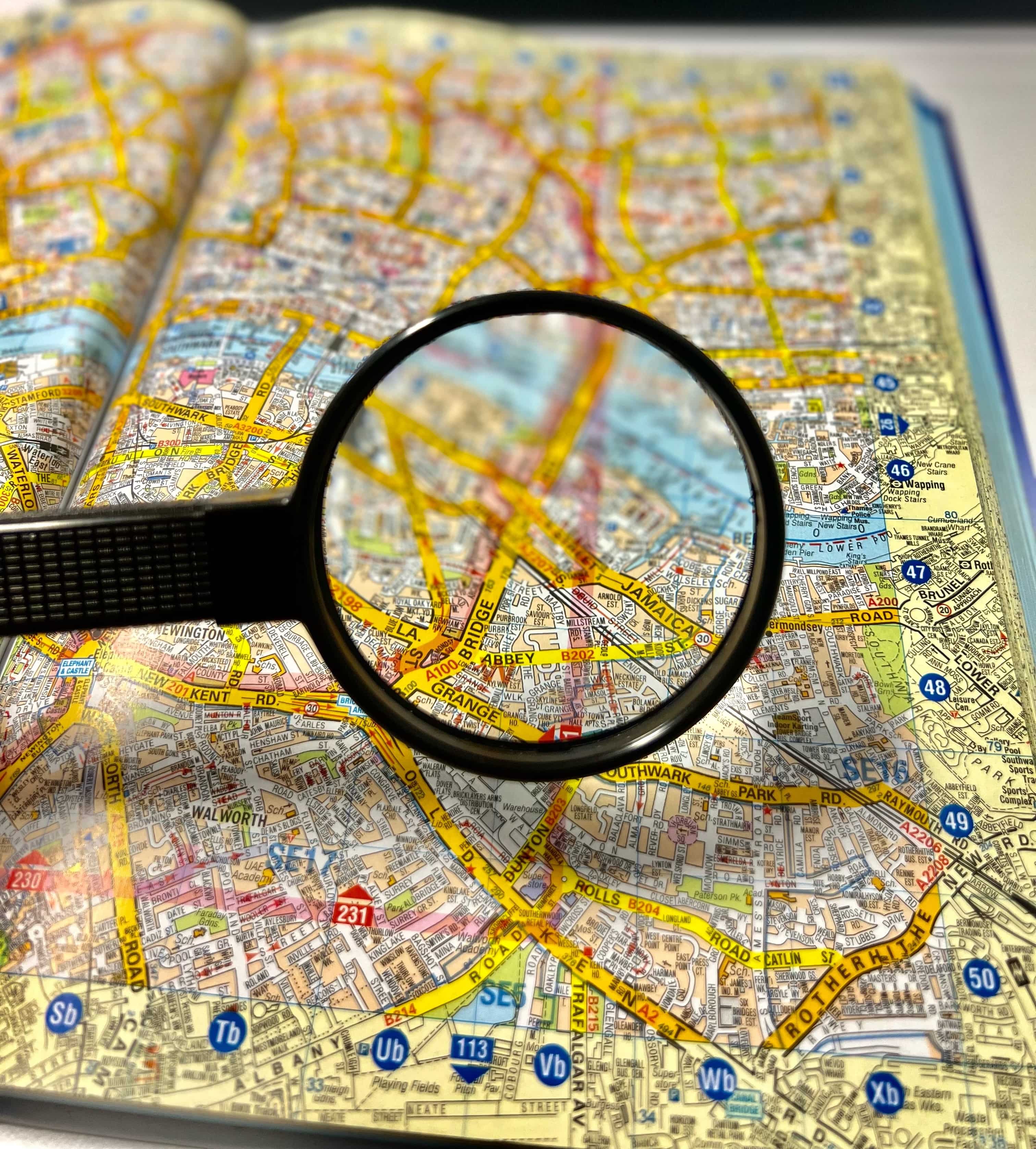Map through a magnifying glass
